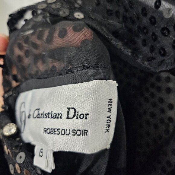 Vintage Christian Dior Robes du Soir Embellished Velvet Evening Black Dress Sz 6 - Picture 12 of 14